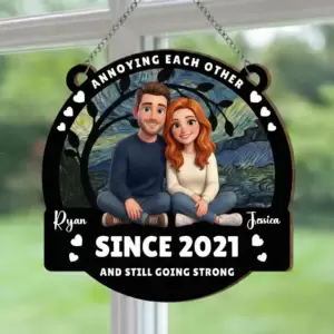 Personalized Couple Photo Window Suncatcher – Custom Names & Year - Image 2