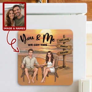 Personalized Couple Photo Acrylic Magnet with Names - Image 2