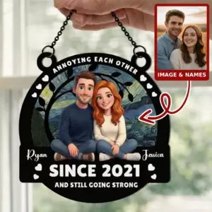 Personalized Couple Photo Window Suncatcher – Custom Names & Year
