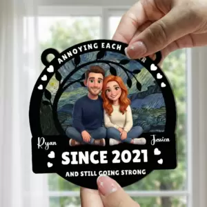 Personalized Couple Photo Window Suncatcher – Custom Names & Year - Image 3