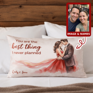 Personalized Couple Satin Pillow Case with Photo & Names - Image 2
