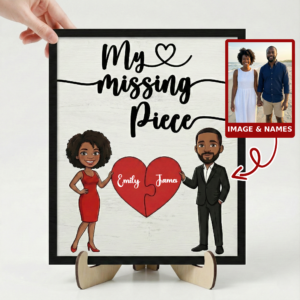 My Missing Piece – Personalized Heart Puzzle Wooden Plaque - Image 2